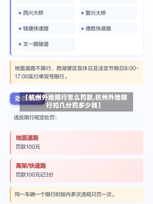 【杭州外地限行怎么罚款,杭州外地限行扣几分罚多少钱】